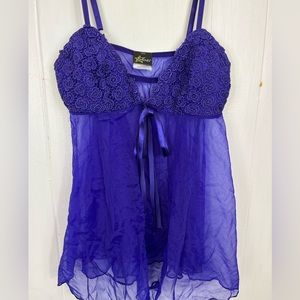 Frederick’s Of Hollywood Purple Sheer Babydoll Cami Sz M